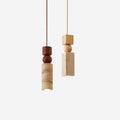 Nordia – Suspension géométrique en bois et travertin naturel-Galerie Pietra