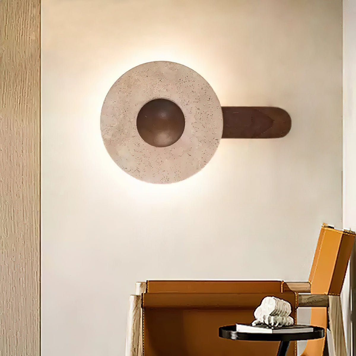 Onda – Applique murale circulaire en travertin naturel-Galerie Pietra