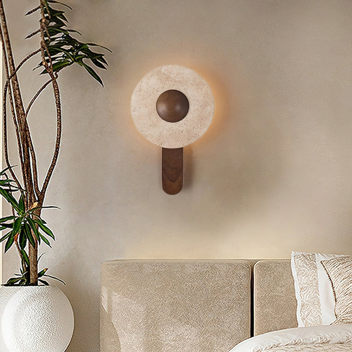 Onda – Applique murale circulaire en travertin naturel-Galerie Pietra