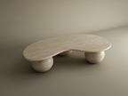 Ondara – Table basse ondulée en travertin naturel avec bases sphériques-Galerie Pietra