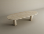 Orbis – Table basse ovale en travertin naturel avec base cylindrique-Galerie Pietra