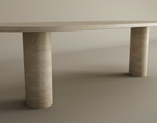 Orbis – Table basse ovale en travertin naturel avec base cylindrique-Galerie Pietra