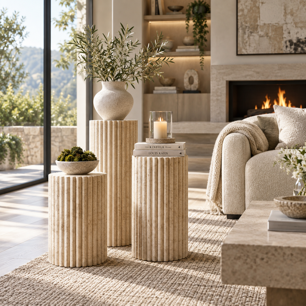 Orion – Trio de piliers sculpturaux en travertin naturel-Galerie Pietra