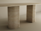 Orven – Table à manger rectangulaire en travertin naturel avec piètement rond cannelé-Galerie Pietra