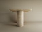 Orven – Table à manger rectangulaire en travertin naturel avec piètement rond cannelé-Galerie Pietra