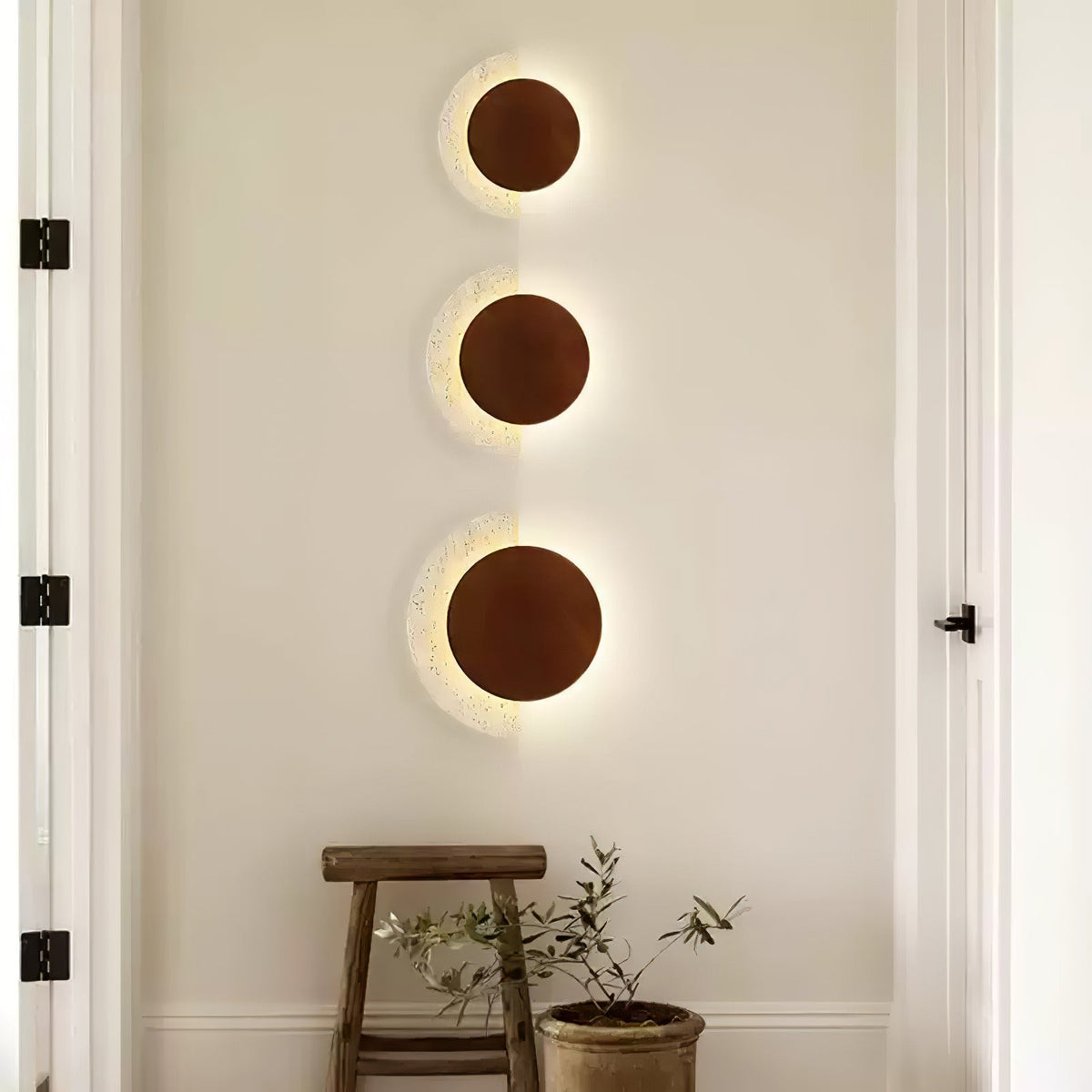 Selene – Applique murale demi-lune en travertin naturel-Galerie Pietra