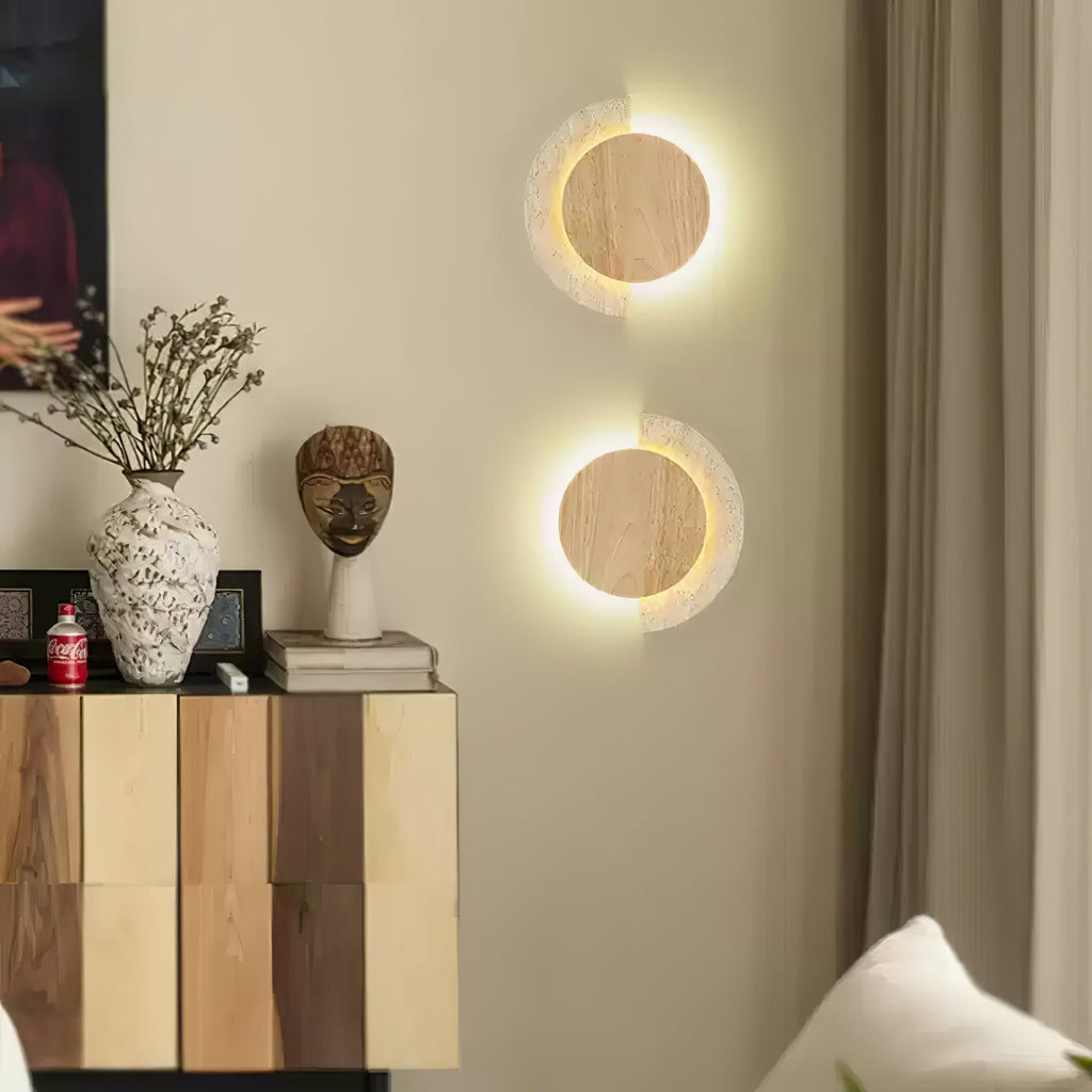 Selene – Applique murale demi-lune en travertin naturel-Galerie Pietra