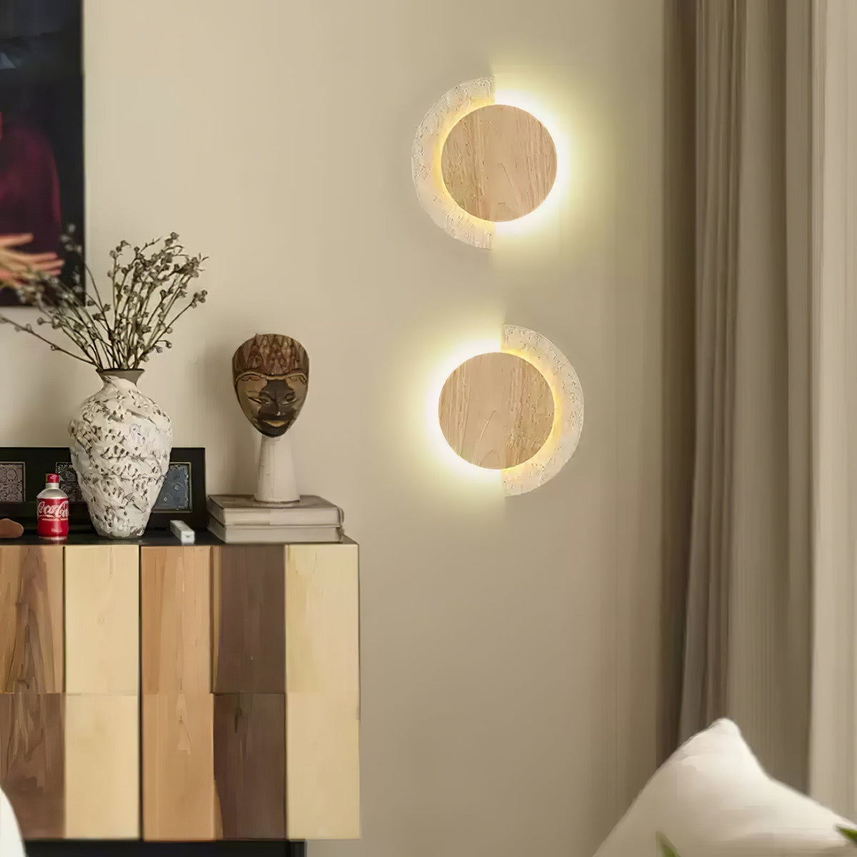 Selene – Applique murale demi-lune en travertin naturel-Galerie Pietra