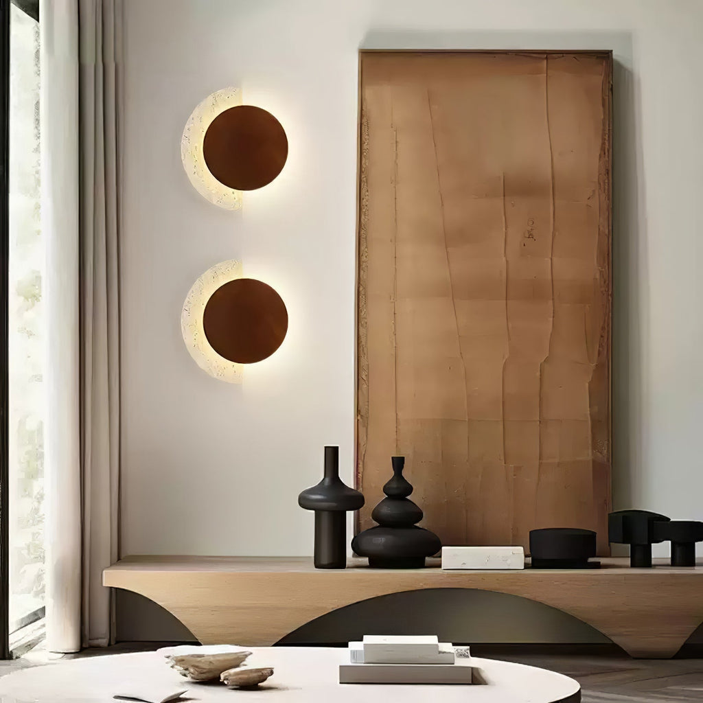 Selene – Applique murale demi-lune en travertin naturel-Galerie Pietra