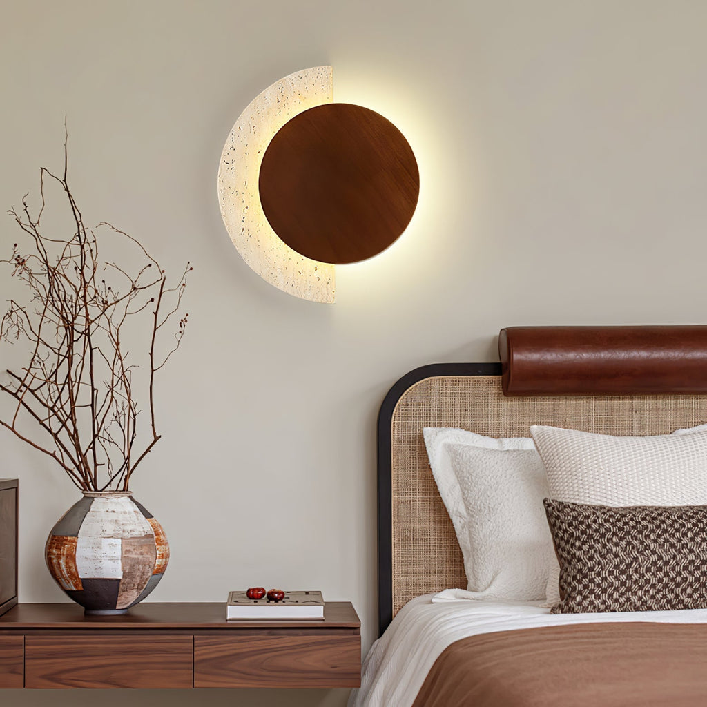Selene – Applique murale demi-lune en travertin naturel-Galerie Pietra