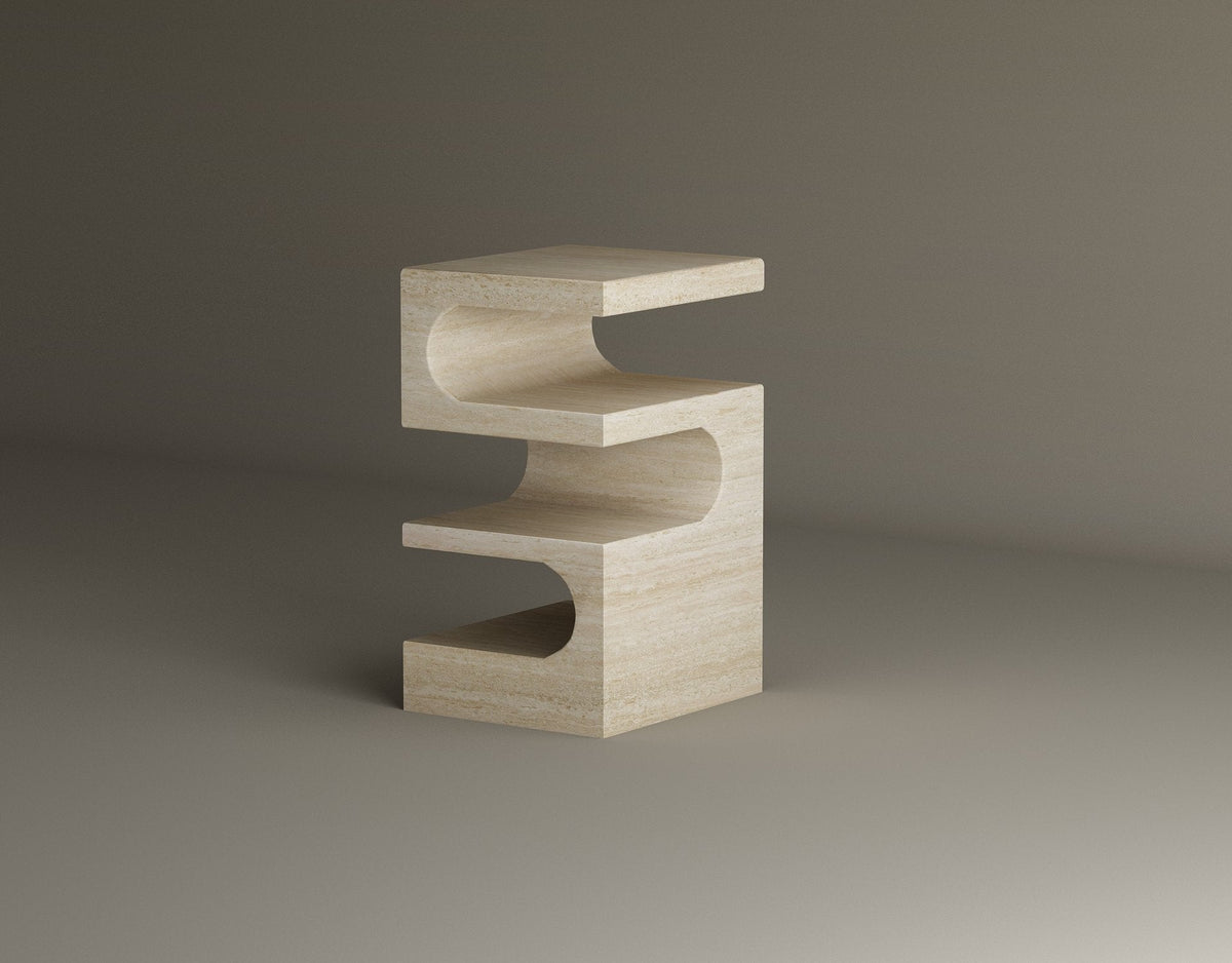 Sélène – Table sculpturale en travertin naturel-Galerie Pietra