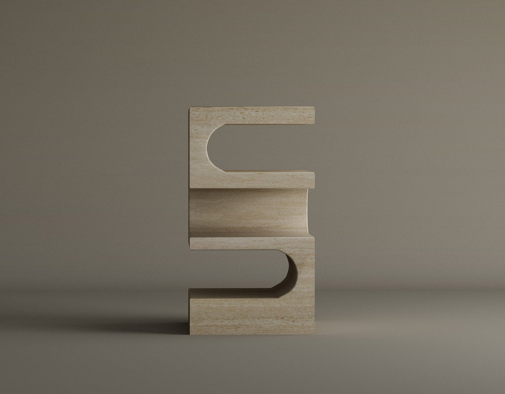 Sélène – Table sculpturale en travertin naturel-Galerie Pietra