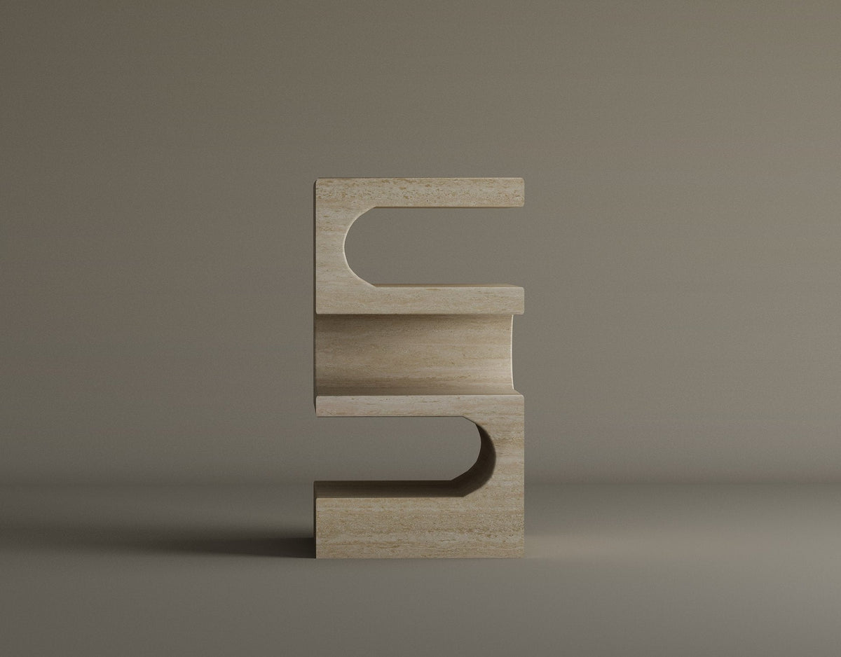 Sélène – Table sculpturale en travertin naturel-Galerie Pietra