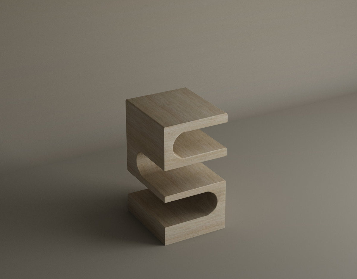 Sélène – Table sculpturale en travertin naturel-Galerie Pietra