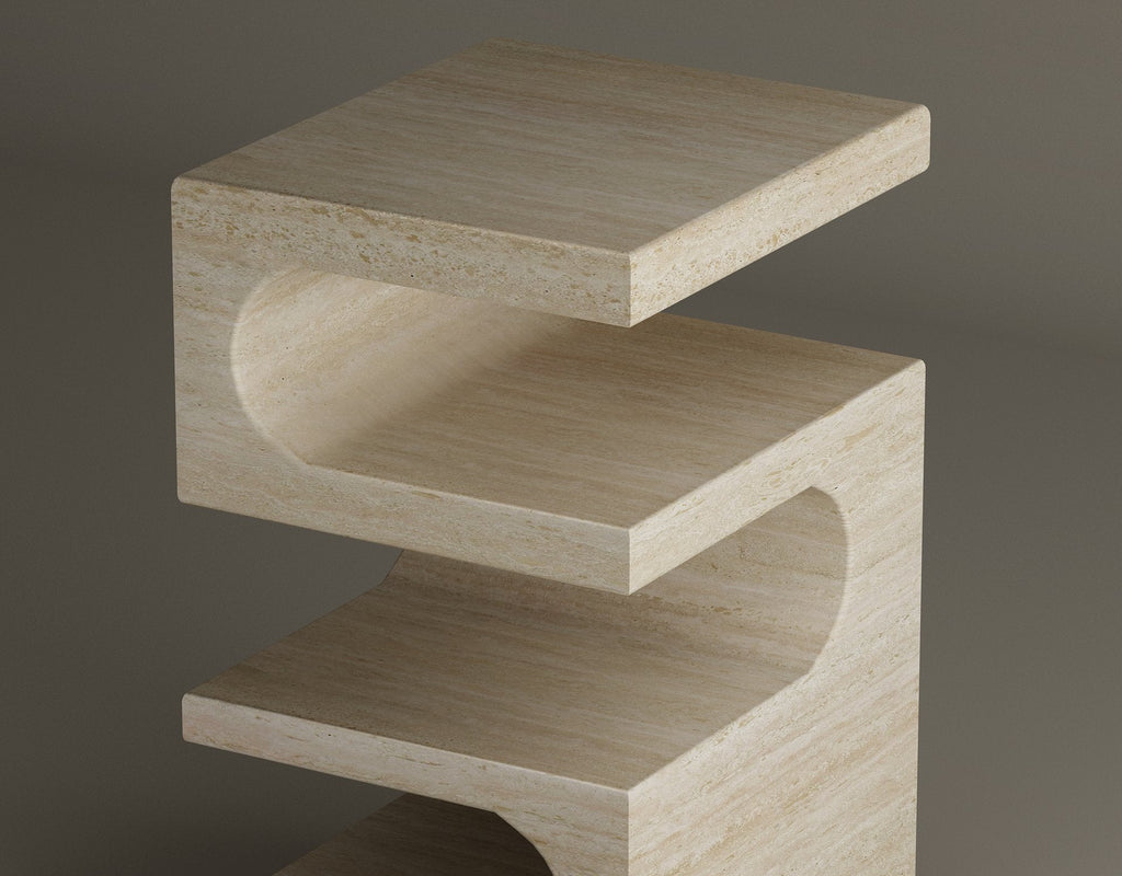 Sélène – Table sculpturale en travertin naturel-Galerie Pietra