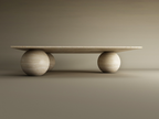Sfera – Table basse carrée en travertin naturel avec base sphérique-Galerie Pietra
