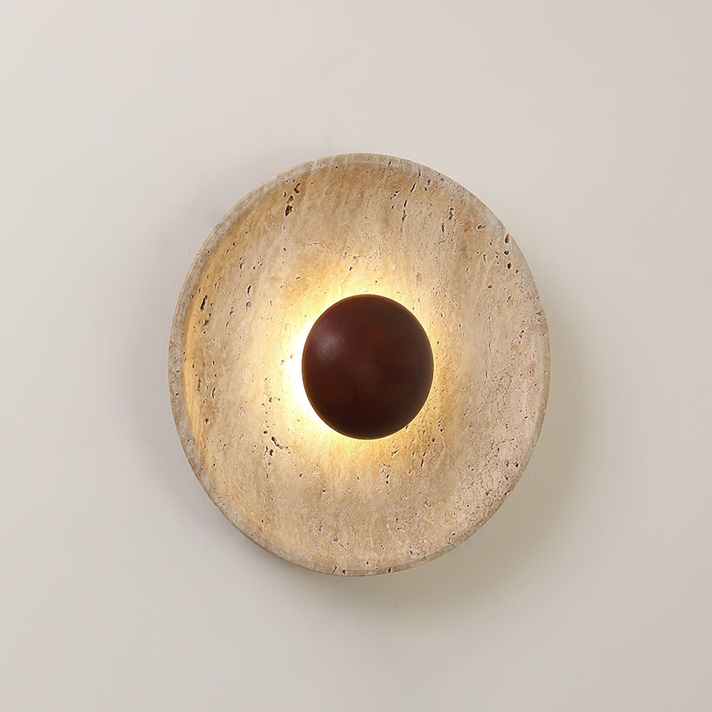 Solis – Applique murale solaire en travertin naturel-Galerie Pietra