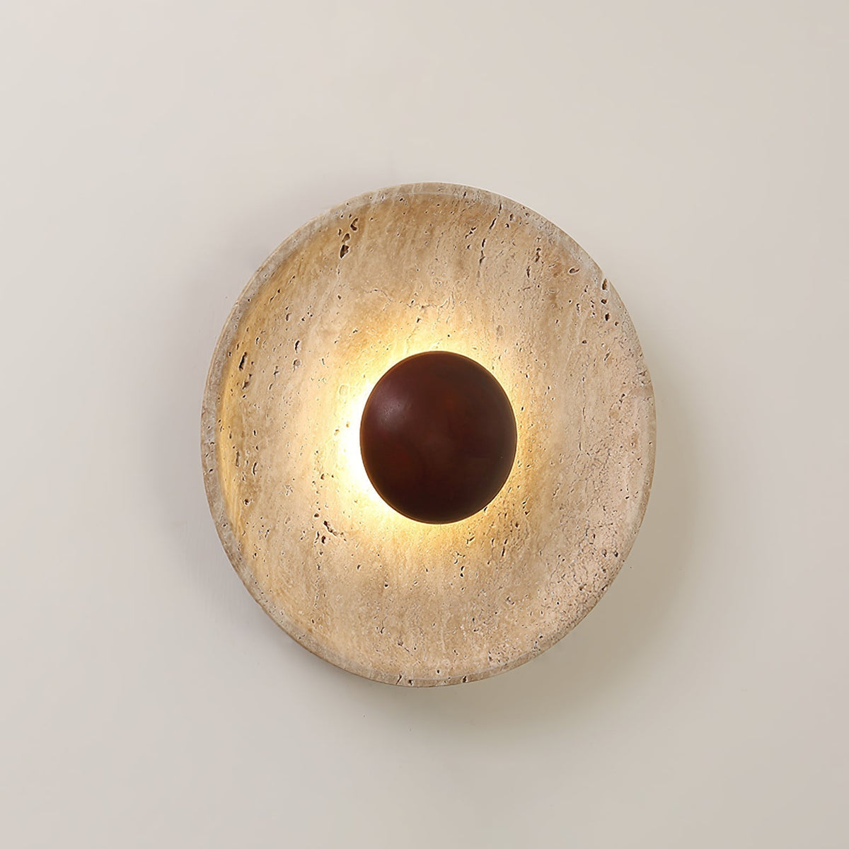 Solis – Applique murale solaire en travertin naturel-Galerie Pietra