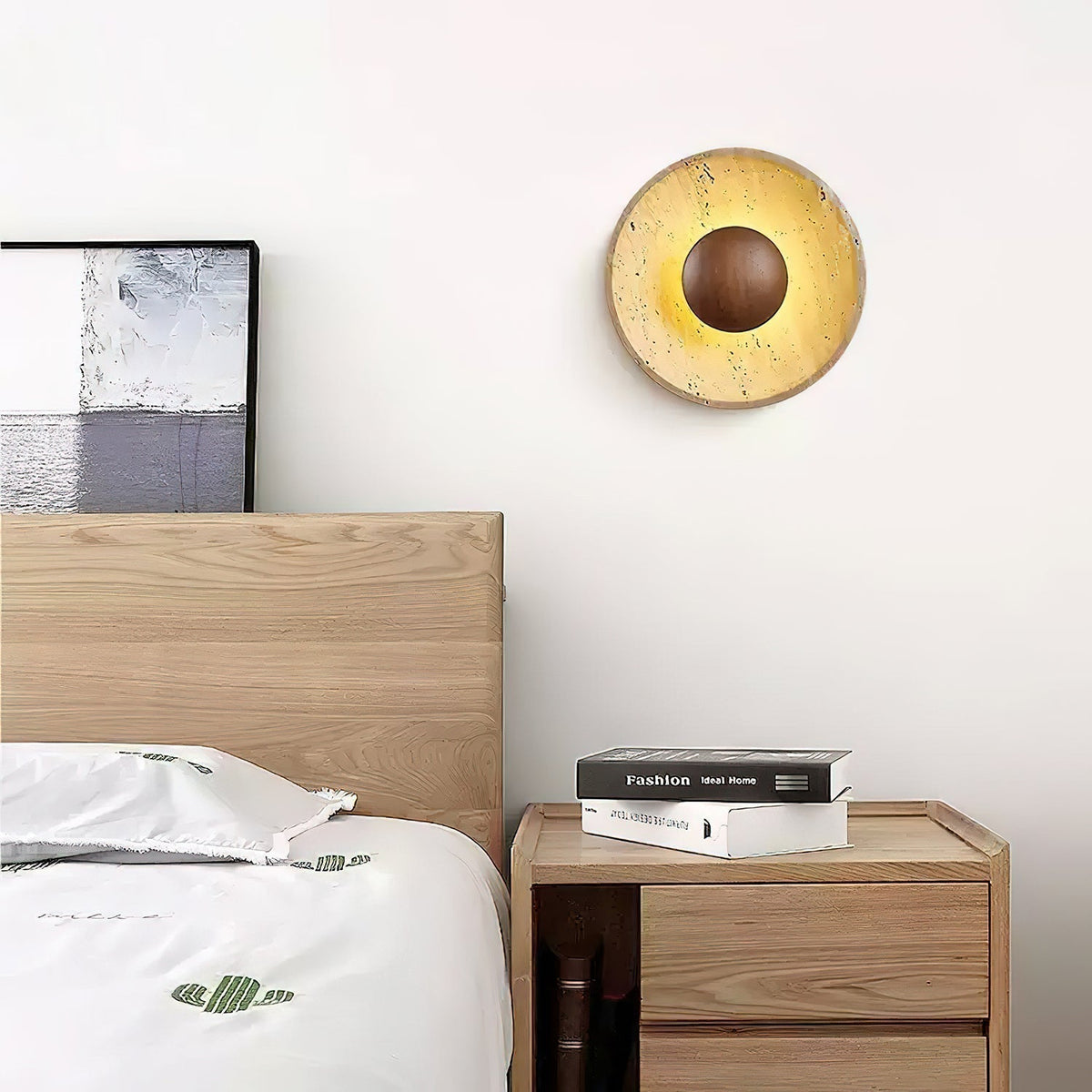 Solis – Applique murale solaire en travertin naturel-Galerie Pietra