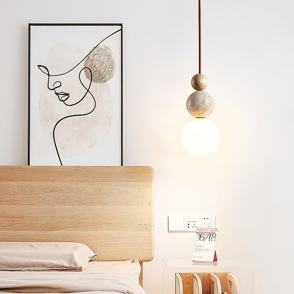 Sphera – Suspension sphérique en travertin naturel-Galerie Pietra