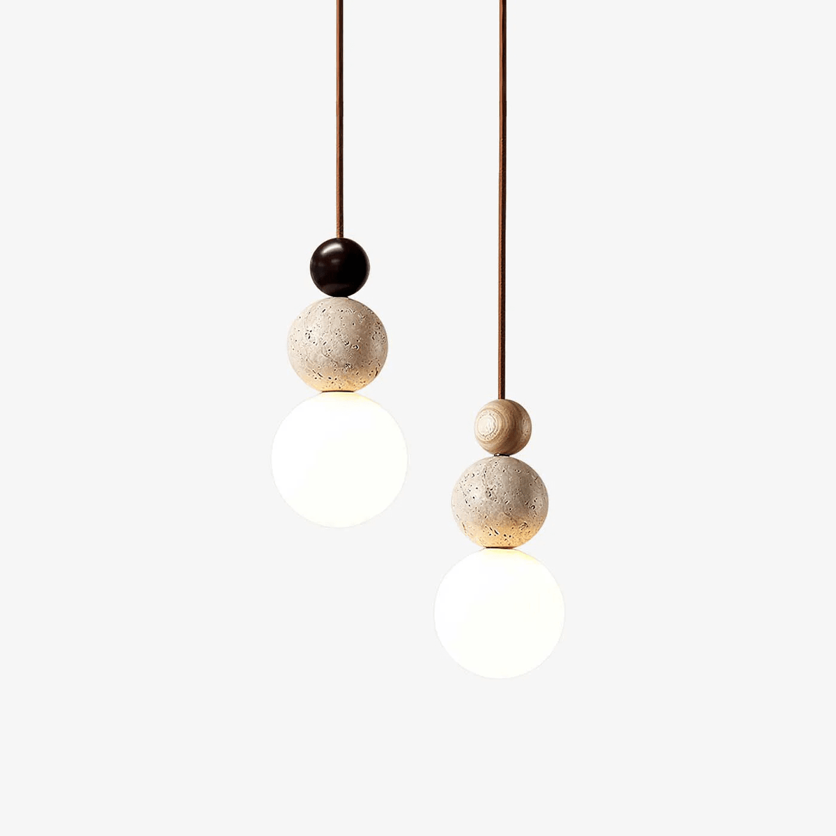 Sphera – Suspension sphérique en travertin naturel-Galerie Pietra