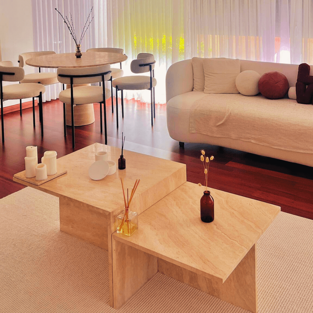 Terra – Table basse en travertin naturel au design durable-Galerie Pietra