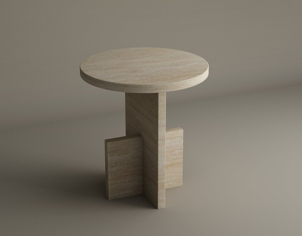 Travertine Scepter – Table d’appoint sculpturale en travertin naturel-Galerie Pietra