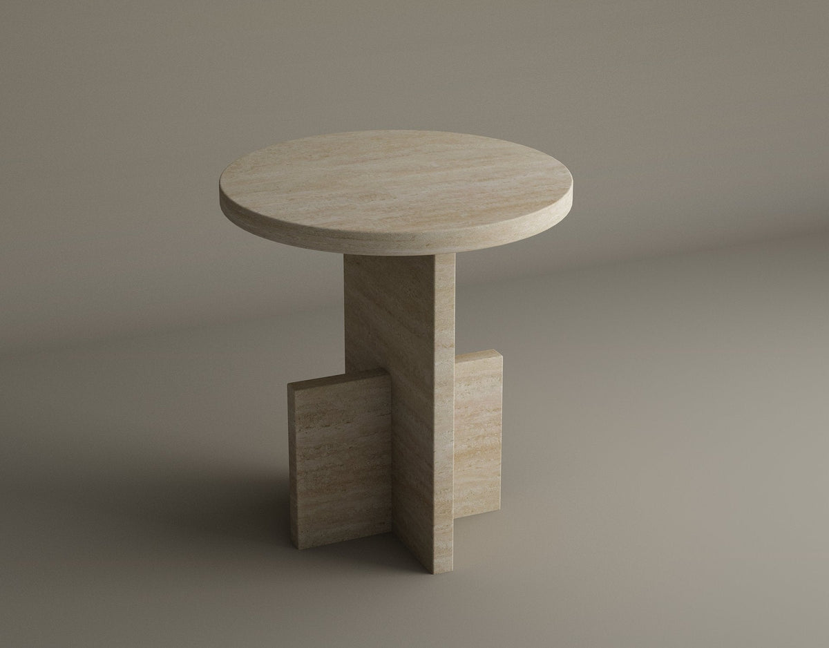 Travertine Scepter – Table d’appoint sculpturale en travertin naturel-Galerie Pietra