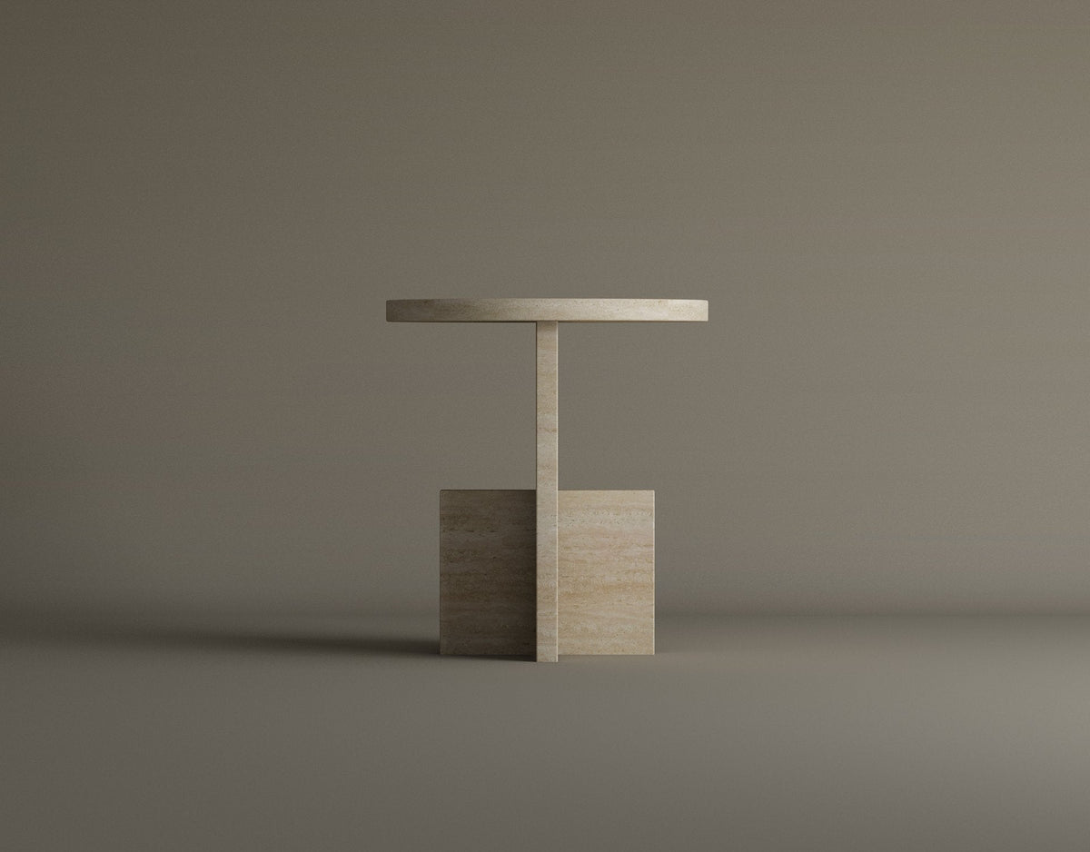 Travertine Scepter – Table d’appoint sculpturale en travertin naturel-Galerie Pietra