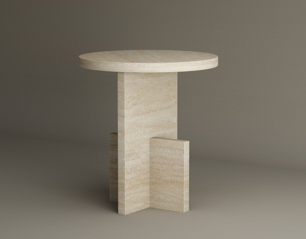 Travertine Scepter – Table d’appoint sculpturale en travertin naturel-Galerie Pietra
