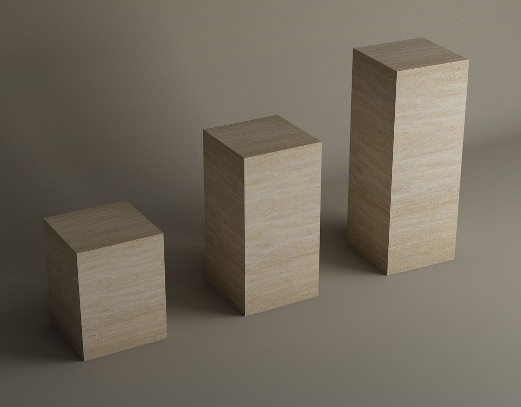 Trio Travertine Elegance – Ensemble de trois pièces en travertin naturel-Galerie Pietra