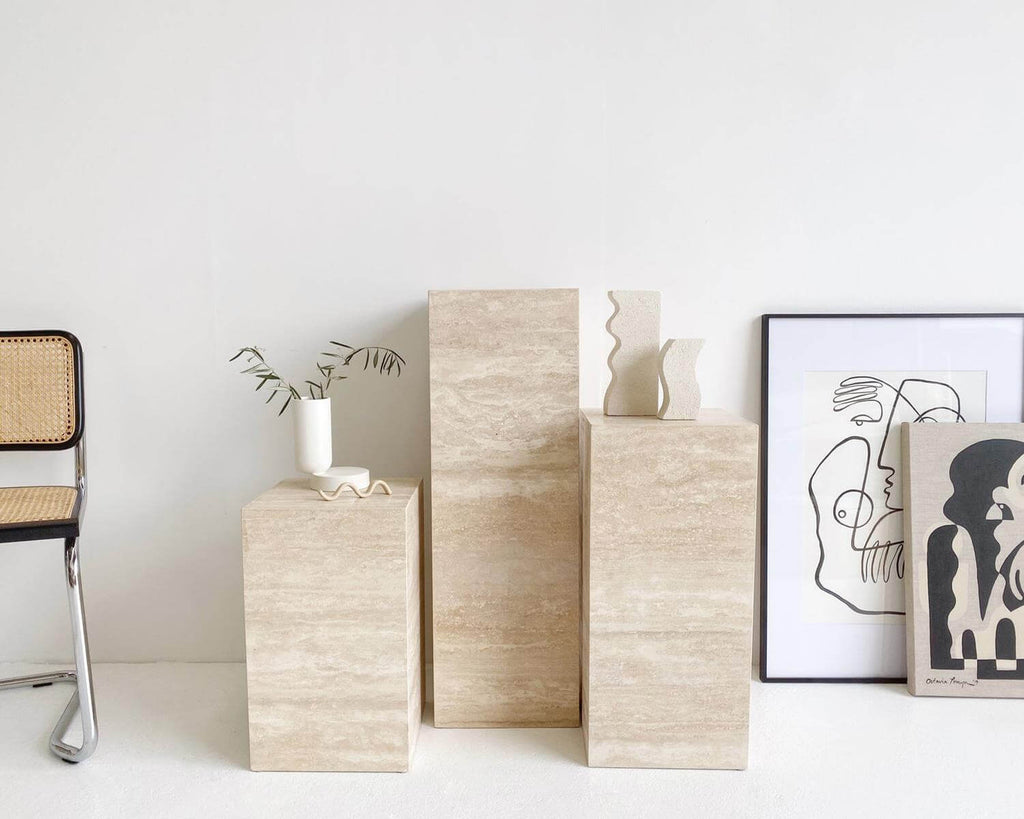 Trio Travertine Elegance – Ensemble de trois pièces en travertin naturel-Galerie Pietra