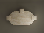 Varen – Table basse ovale en travertin naturel avec base carrée-Galerie Pietra