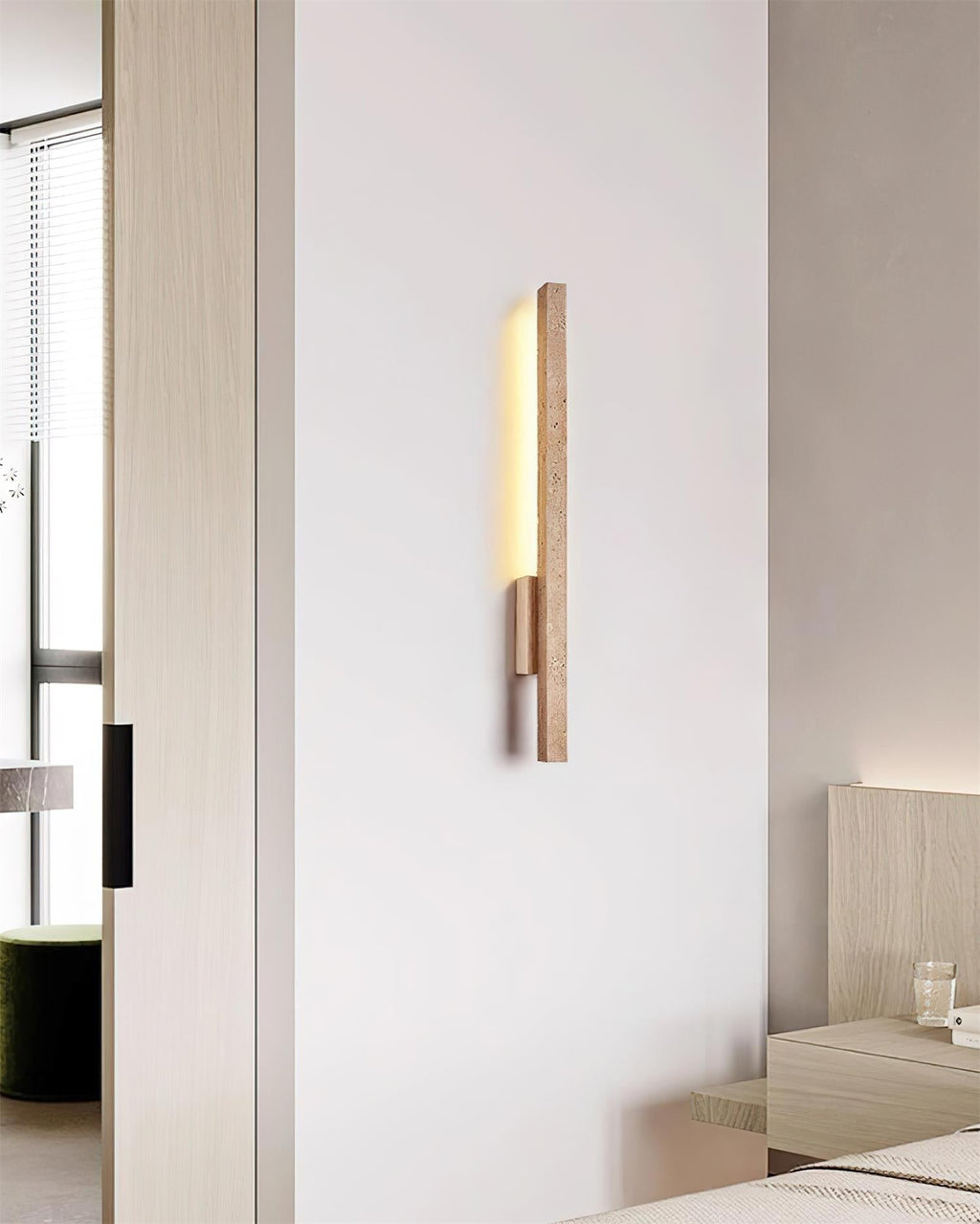 Vela – Applique murale slim en travertin naturel-Galerie Pietra