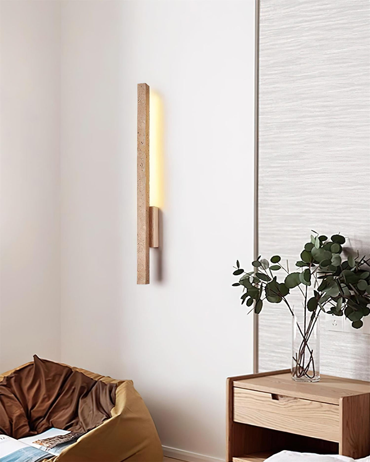 Vela – Applique murale slim en travertin naturel-Galerie Pietra