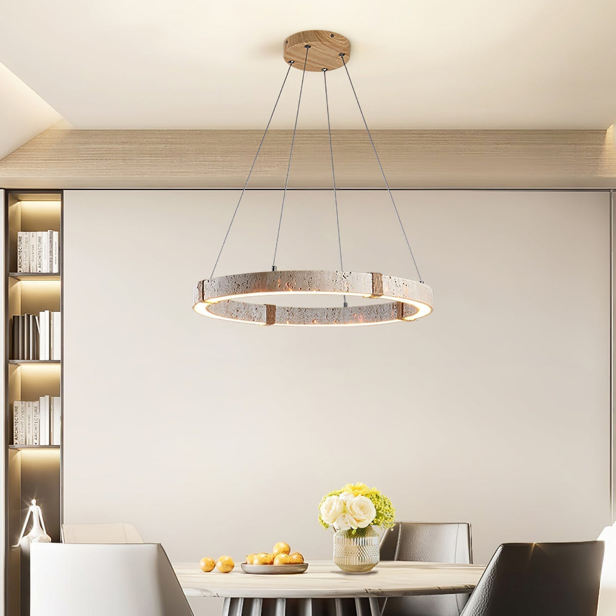 Veria – Suspension annulaire en travertin naturel-Galerie Pietra
