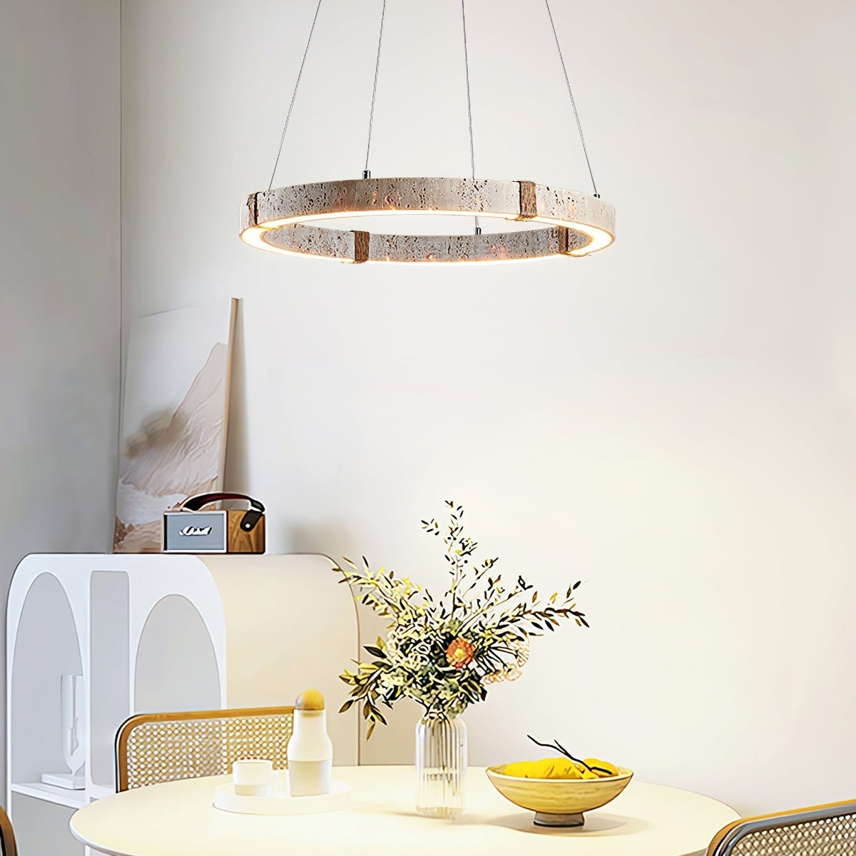 Veria – Suspension annulaire en travertin naturel-Galerie Pietra