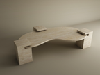 Veyra – Table basse ondulée en travertin naturel avec piètements imbriqués-Galerie Pietra