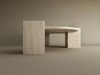 Veyra – Table basse ondulée en travertin naturel avec piètements imbriqués-Galerie Pietra