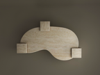 Veyra – Table basse ondulée en travertin naturel avec piètements imbriqués-Galerie Pietra