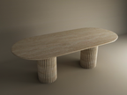 Virea – Table à manger ovale en travertin naturel avec piètement rainuré-Galerie Pietra