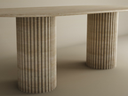Virea – Table à manger ovale en travertin naturel avec piètement rainuré-Galerie Pietra