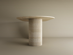 Virea – Table à manger ovale en travertin naturel avec piètement rainuré-Galerie Pietra