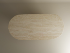 Virea – Table à manger ovale en travertin naturel avec piètement rainuré-Galerie Pietra