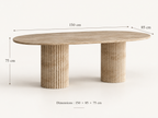 Virea – Table à manger ovale en travertin naturel avec piètement rainuré-Galerie Pietra
